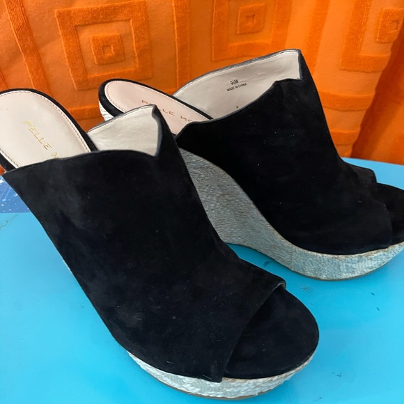 Black suede platform slides - Picture 2 of 8